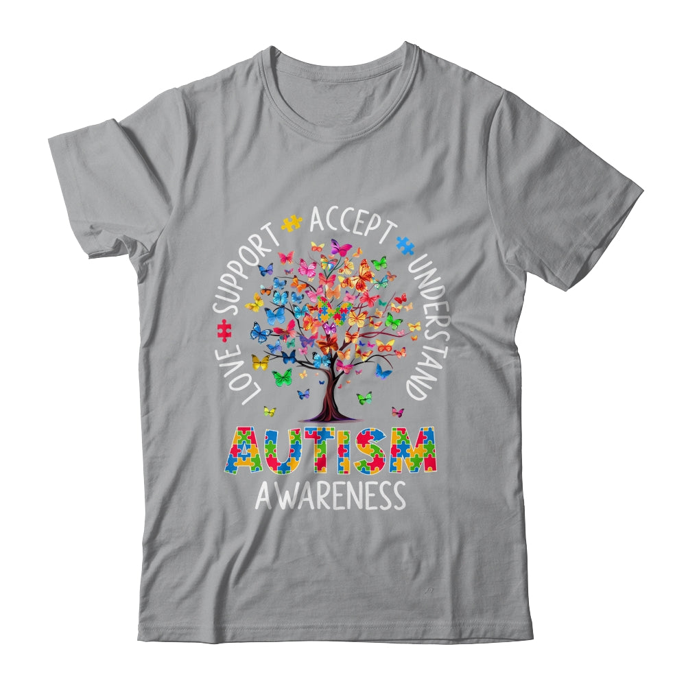 Butterfly Tree Autism Love Accept Support Autism Month Shirt & Tank Top | teecentury