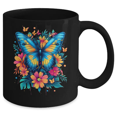 Butterfly With Flowers I Aesthetic Butterfly Boho Floral Mug | teecentury