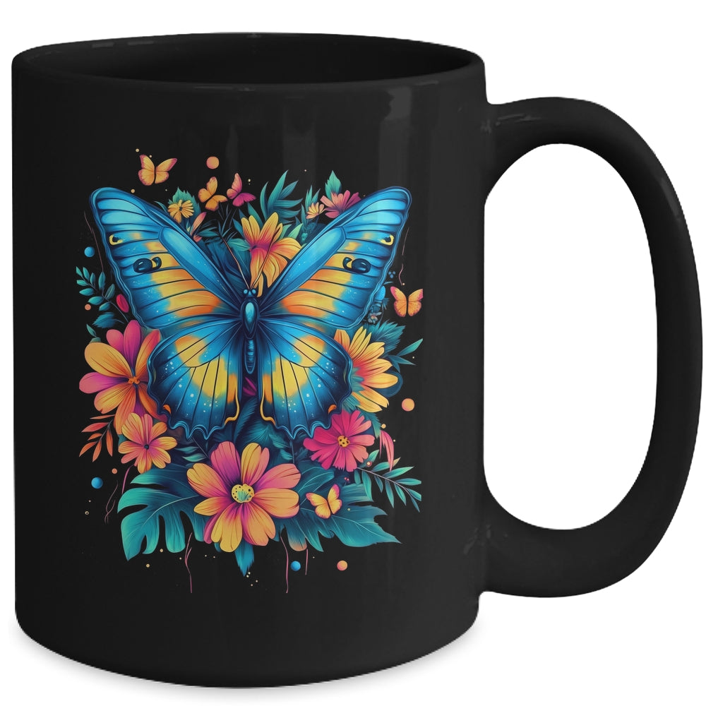 Butterfly With Flowers I Aesthetic Butterfly Boho Floral Mug | teecentury