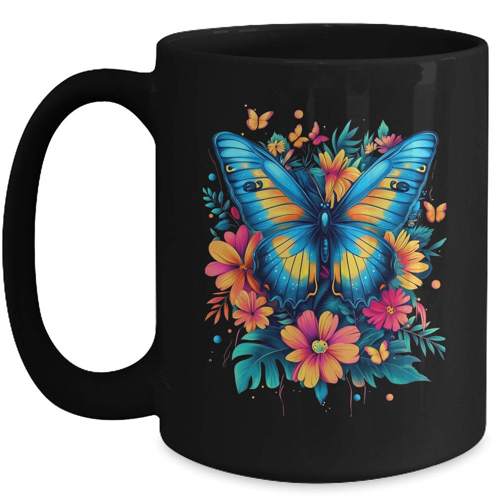 Butterfly With Flowers I Aesthetic Butterfly Boho Floral Mug | teecentury
