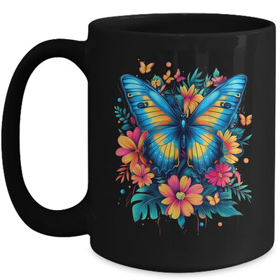 Butterfly With Flowers I Aesthetic Butterfly Boho Floral Mug | teecentury