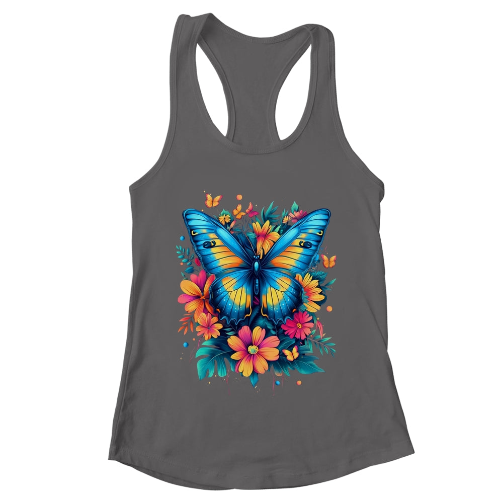 Butterfly With Flowers I Aesthetic Butterfly Boho Floral Shirt & Tank Top | teecentury