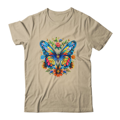 Butterfly With Flowers I Aesthetic Butterfly Girl Art Shirt & Tank Top | teecentury