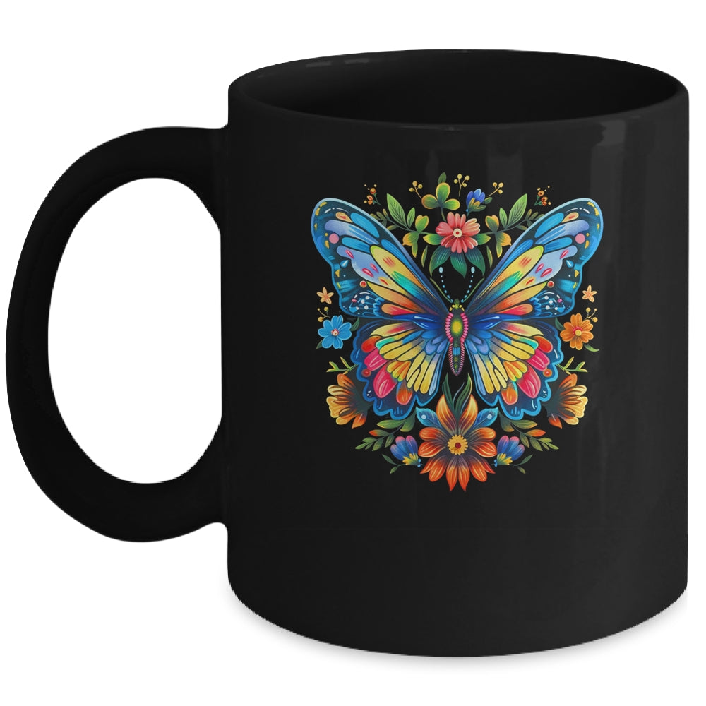 Butterfly With Flowers I Aesthetic Butterfly Girl Art Mug | teecentury