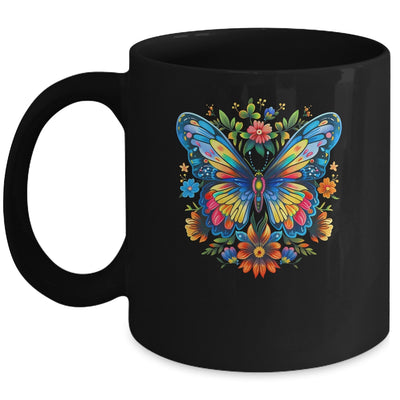 Butterfly With Flowers I Aesthetic Butterfly Girl Art Mug | teecentury