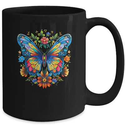 Butterfly With Flowers I Aesthetic Butterfly Girl Art Mug | teecentury