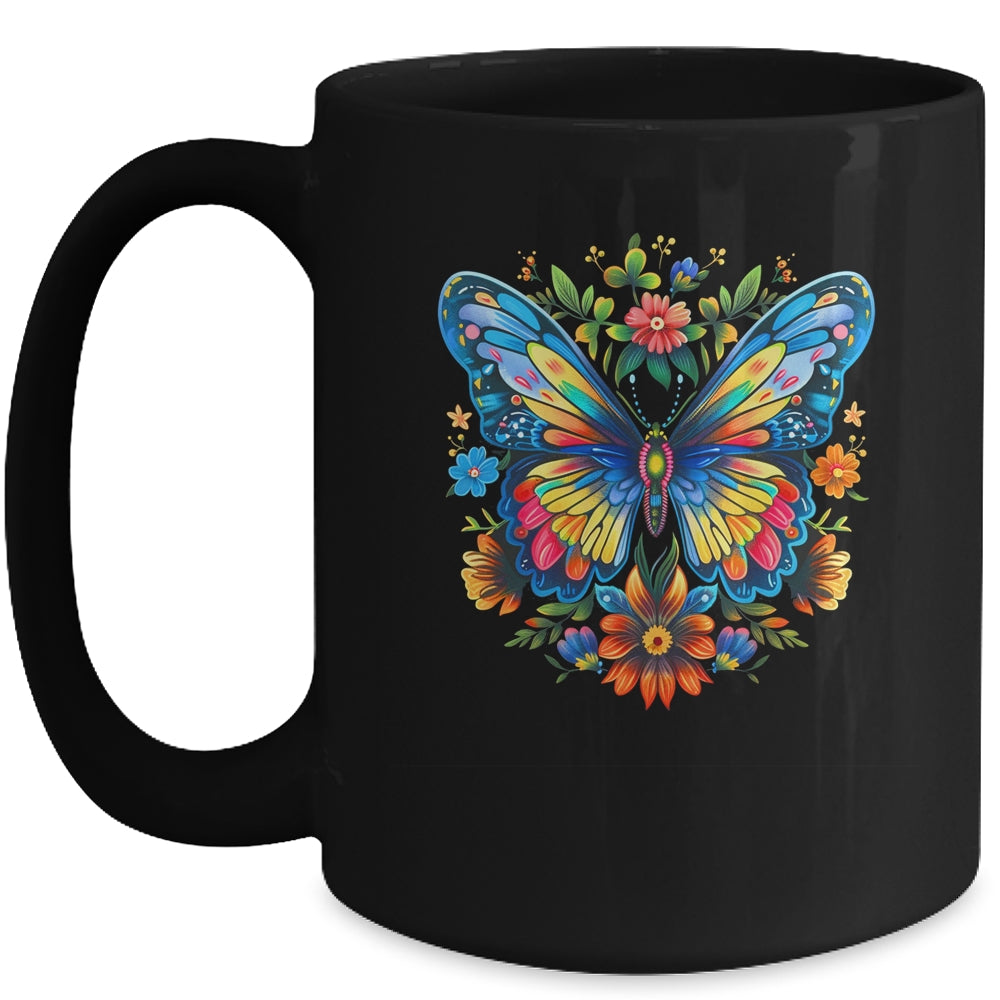 Butterfly With Flowers I Aesthetic Butterfly Girl Art Mug | teecentury
