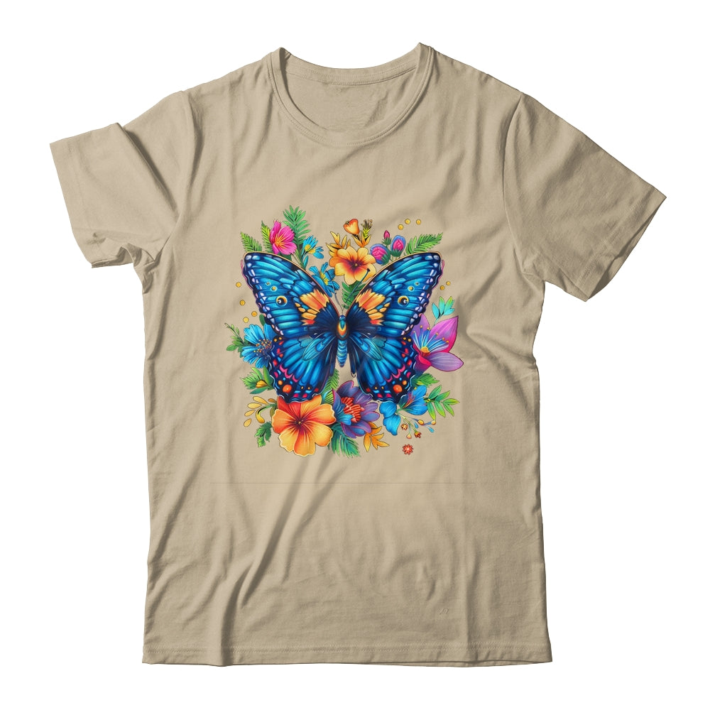 Butterfly With Flowers I Aesthetic Butterfly Lover Art Shirt & Tank Top | teecentury