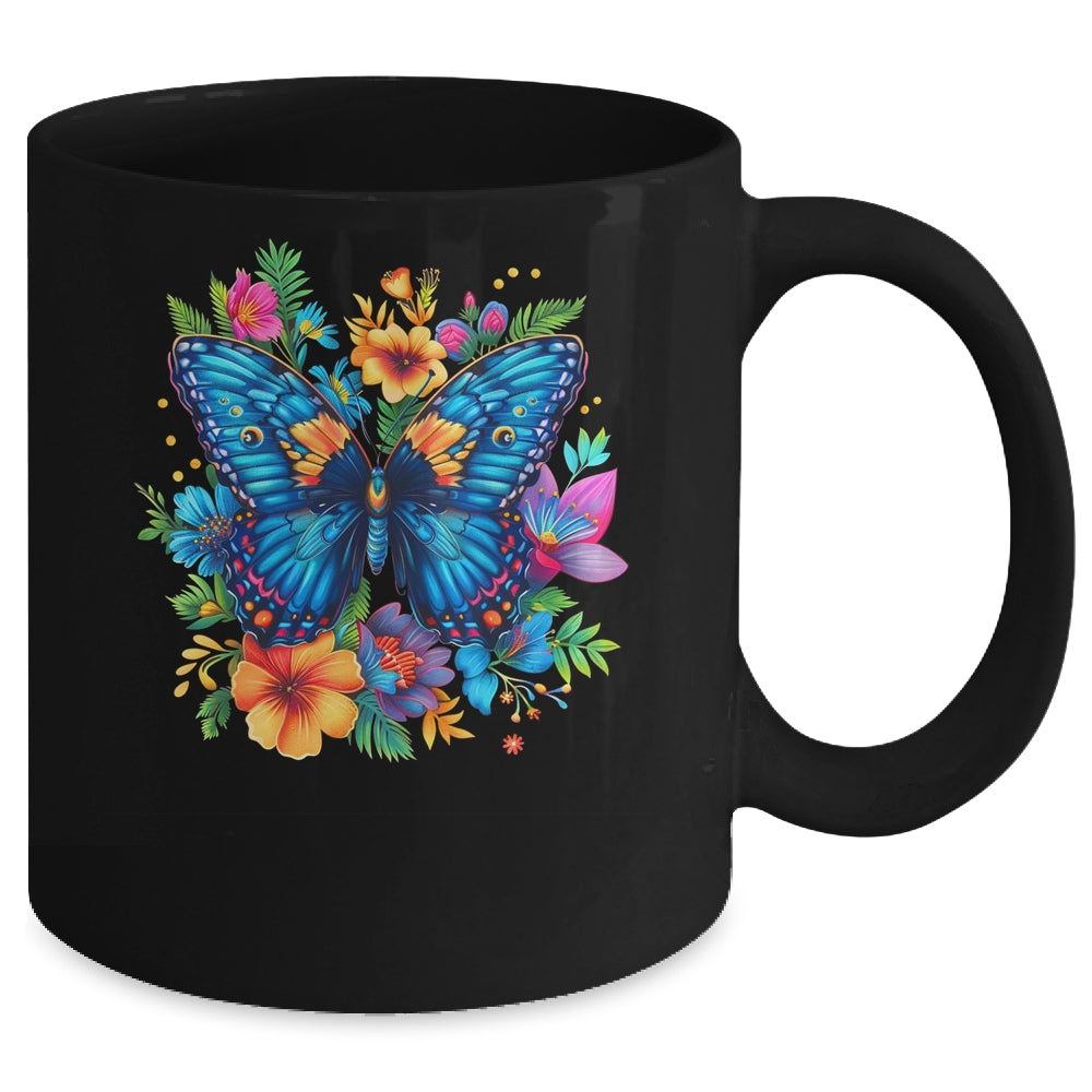 Butterfly With Flowers I Aesthetic Butterfly Lover Art Mug | teecentury