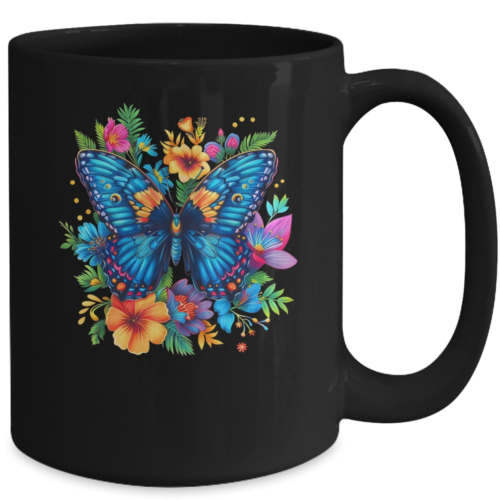 Butterfly With Flowers I Aesthetic Butterfly Lover Art Mug | teecentury