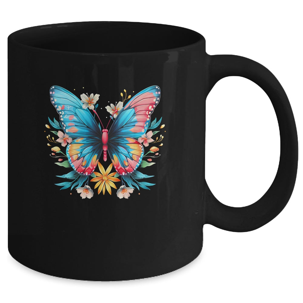 Butterfly With Flowers I Aesthetic Butterfly Mug | teecentury