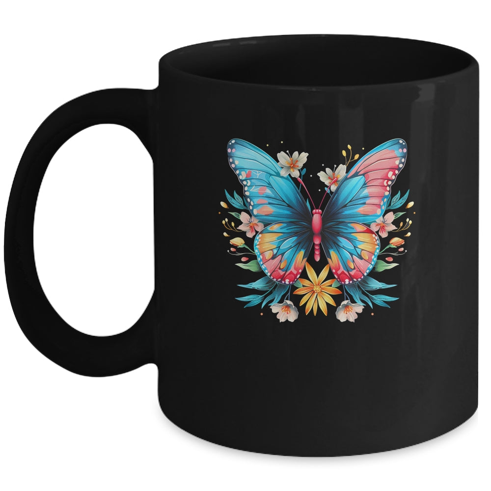 Butterfly With Flowers I Aesthetic Butterfly Mug | teecentury
