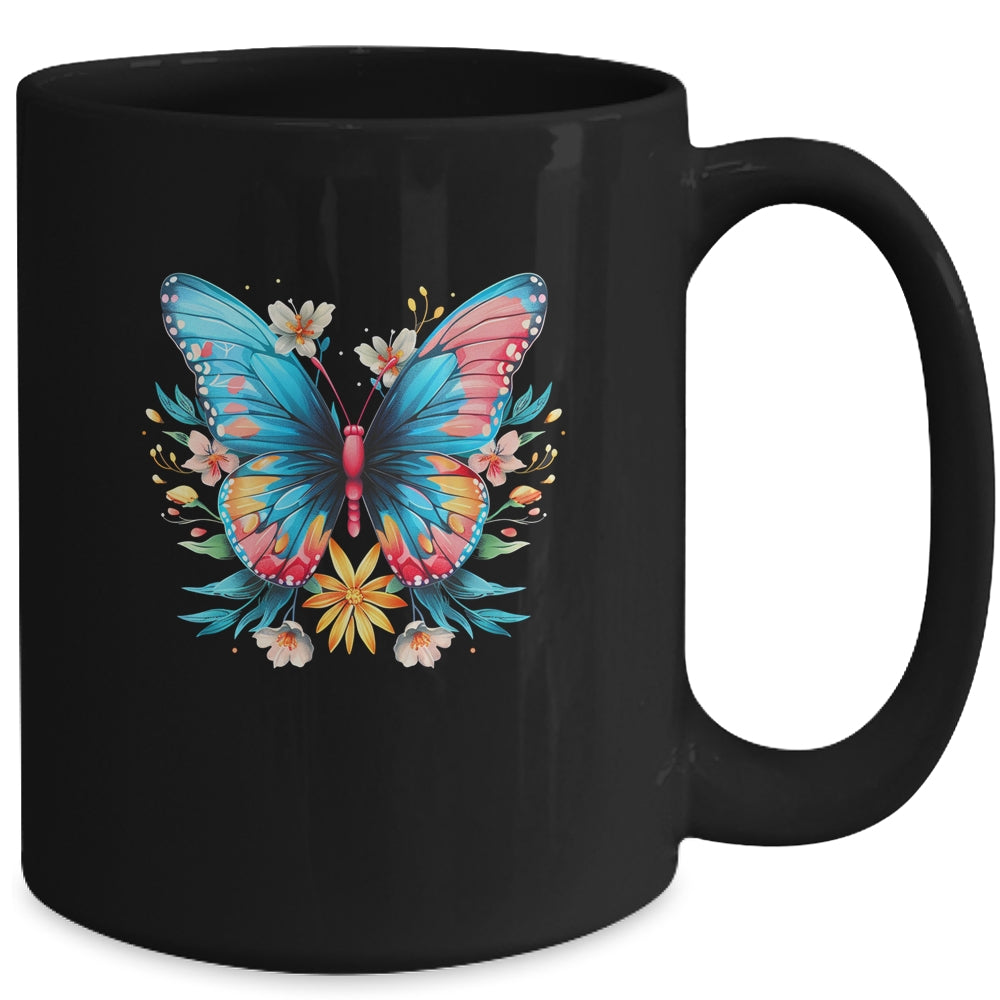 Butterfly With Flowers I Aesthetic Butterfly Mug | teecentury