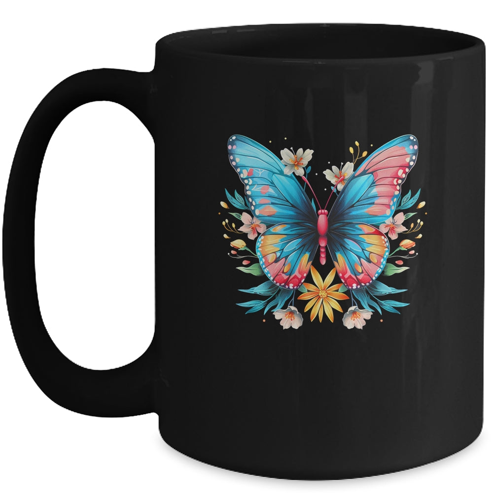 Butterfly With Flowers I Aesthetic Butterfly Mug | teecentury