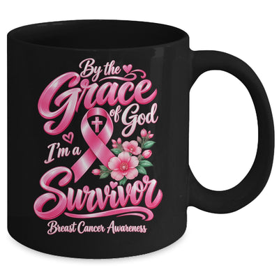 By The Grace God I'M A Survivor Breast Cancer Christian Mug | teecentury