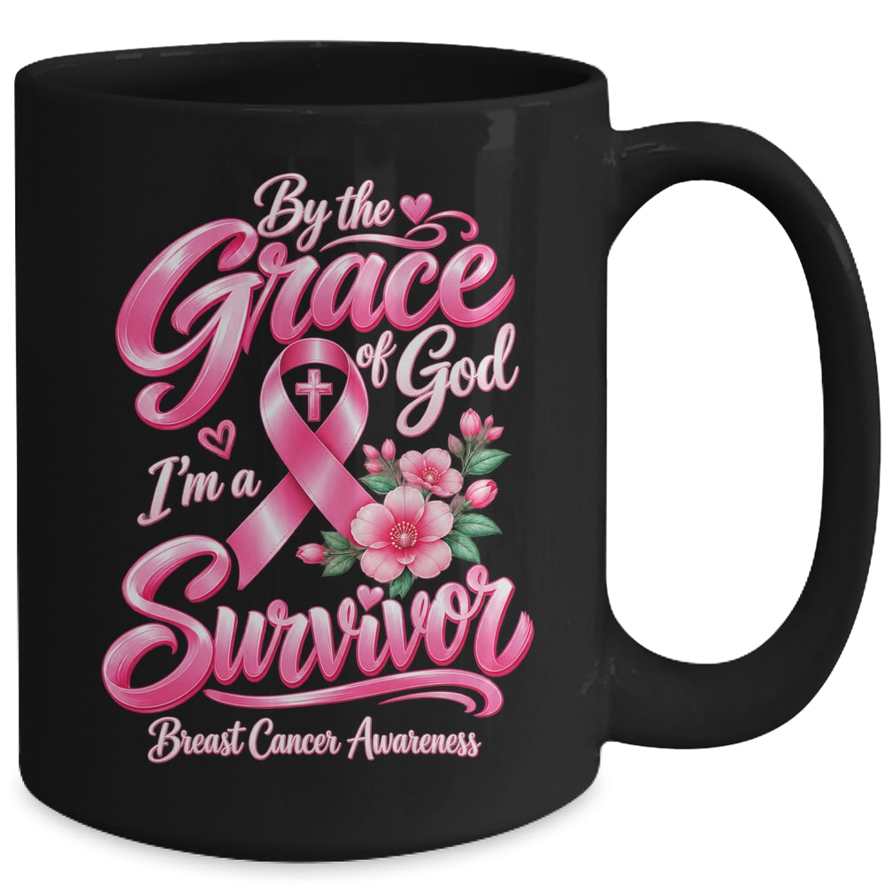 By The Grace God I'M A Survivor Breast Cancer Christian Mug | teecentury