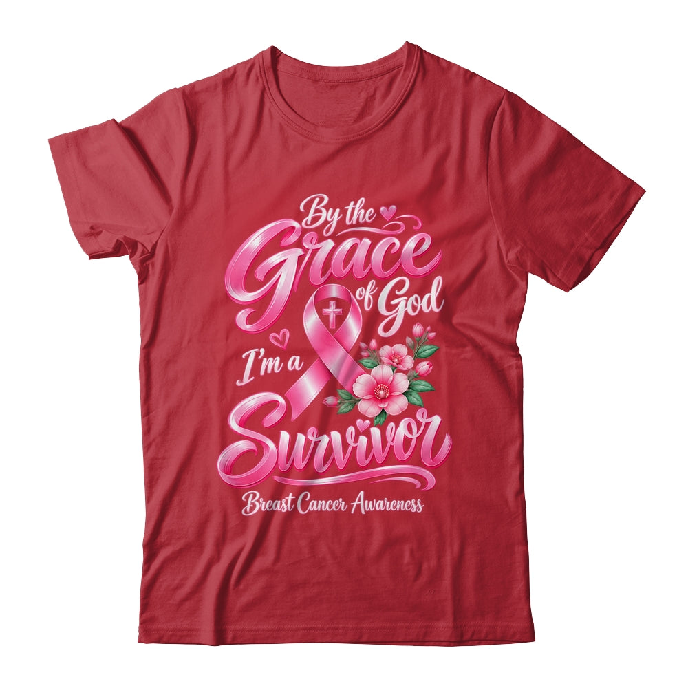 By The Grace God I'M A Survivor Breast Cancer Christian Shirt & Hoodie | teecentury