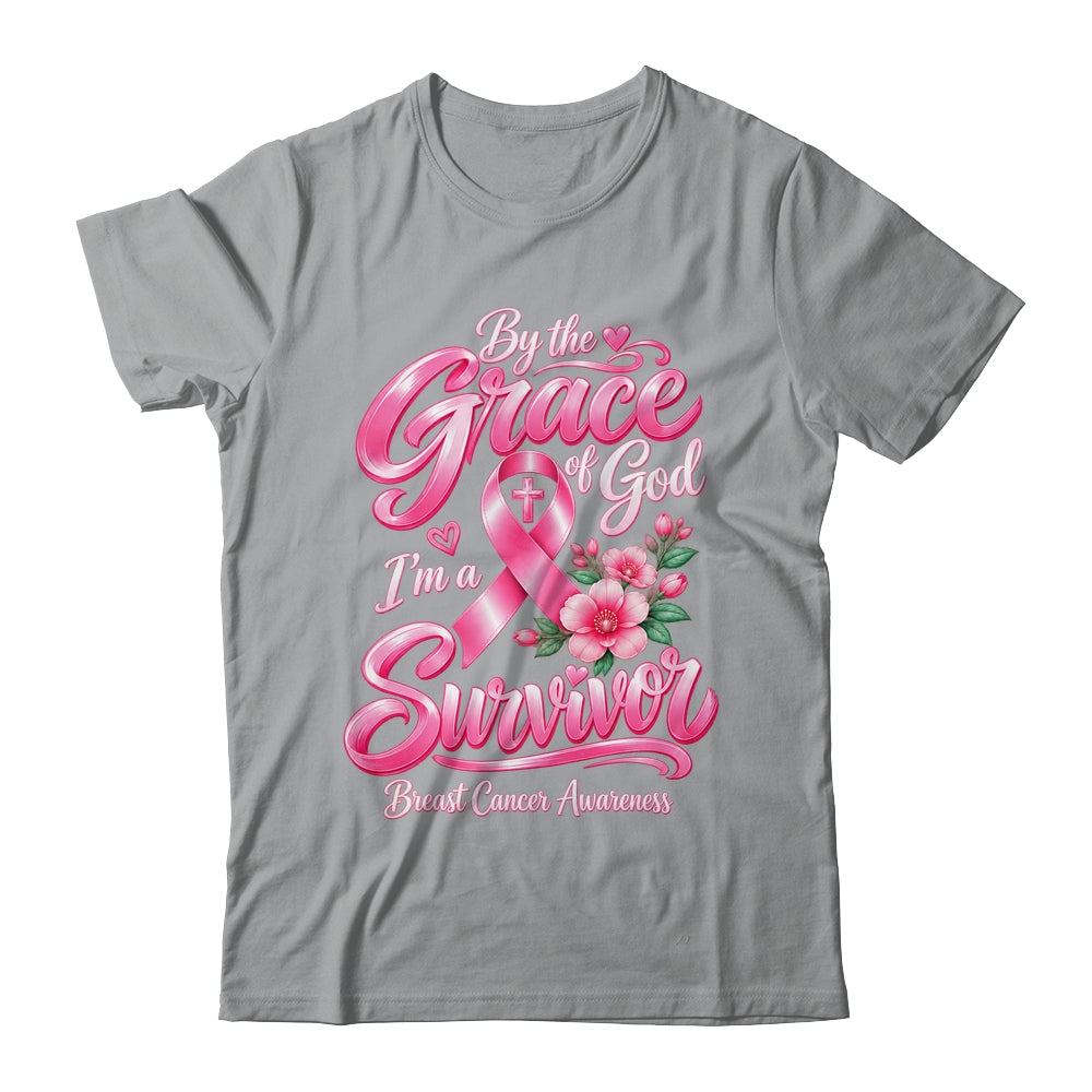 By The Grace God I'M A Survivor Breast Cancer Christian Shirt & Hoodie | teecentury