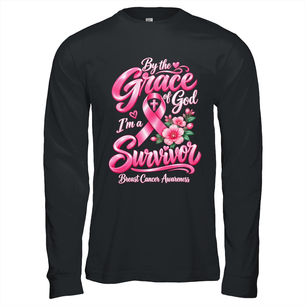 By The Grace God I'M A Survivor Breast Cancer Christian Shirt & Hoodie | teecentury