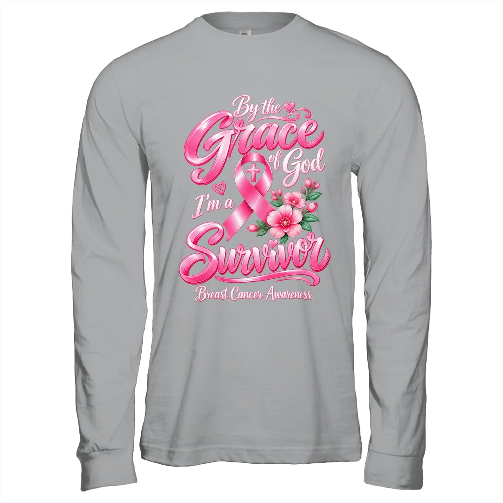 By The Grace God I'M A Survivor Breast Cancer Christian Shirt & Hoodie | teecentury