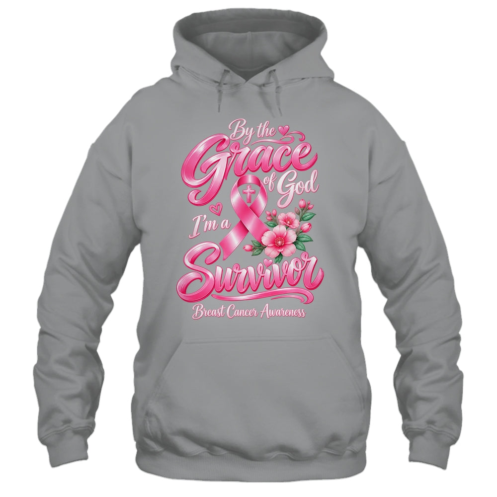 By The Grace God I'M A Survivor Breast Cancer Christian Shirt & Hoodie | teecentury