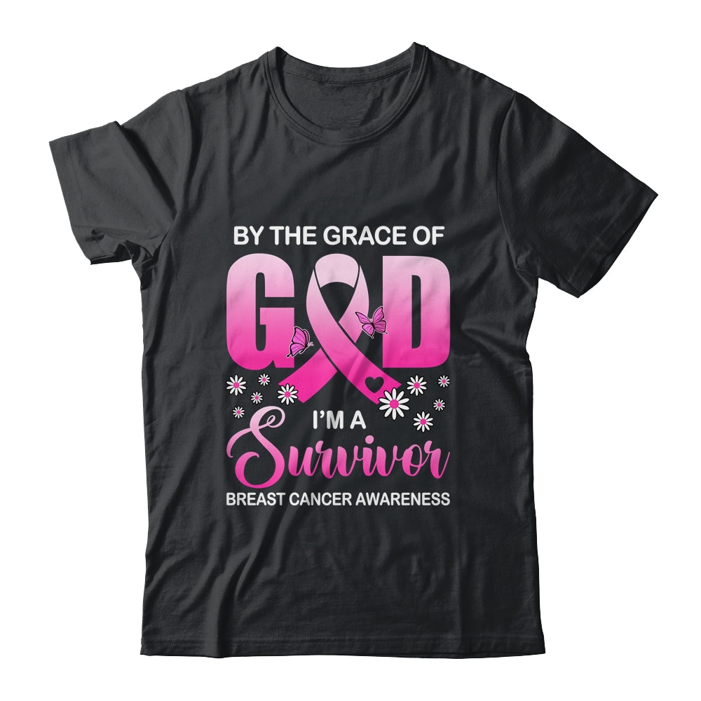 By The Grace God I'm A Survivor Breast Cancer Awareness Shirt & Hoodie | teecentury