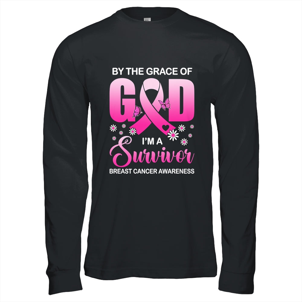 By The Grace God I'm A Survivor Breast Cancer Awareness Shirt & Hoodie | teecentury