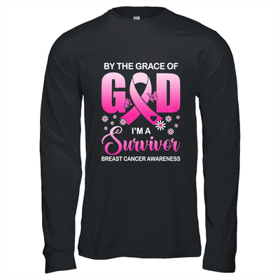By The Grace God I'm A Survivor Breast Cancer Awareness Shirt & Hoodie | teecentury