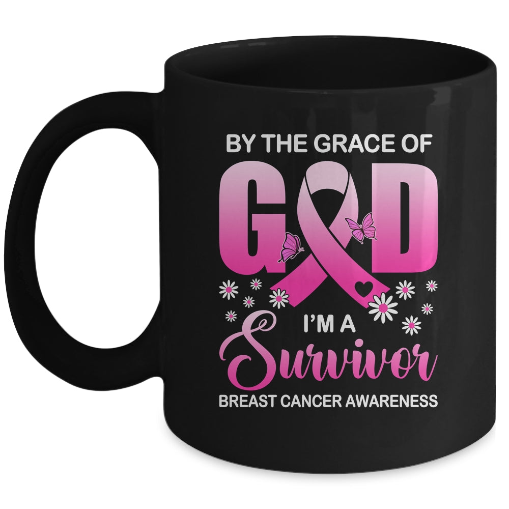 By The Grace God I'm A Survivor Breast Cancer Awareness Mug | teecentury