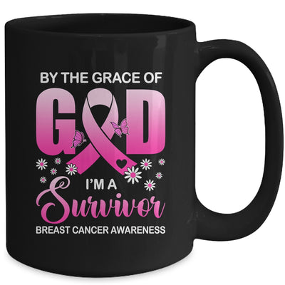 By The Grace God I'm A Survivor Breast Cancer Awareness Mug | teecentury