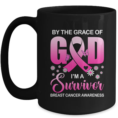 By The Grace God I'm A Survivor Breast Cancer Awareness Mug | teecentury