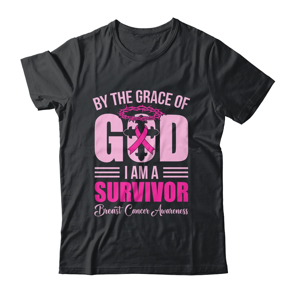 By The Grace God Im A Survivor Breast Cancer Survivor Shirt & Hoodie | teecentury