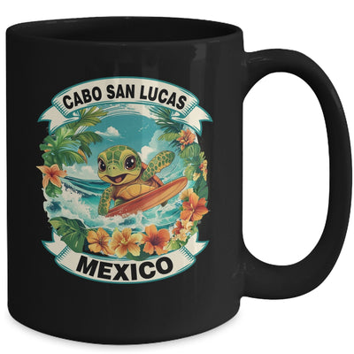 Cabo San Lucas Mexico Cute Sea Turtle Surfing Summer Vacation Mug | teecentury