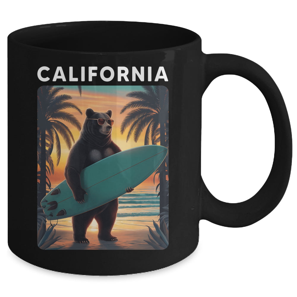 California Cool Republic Bear Surfing Beach California Retro Mug | teecentury