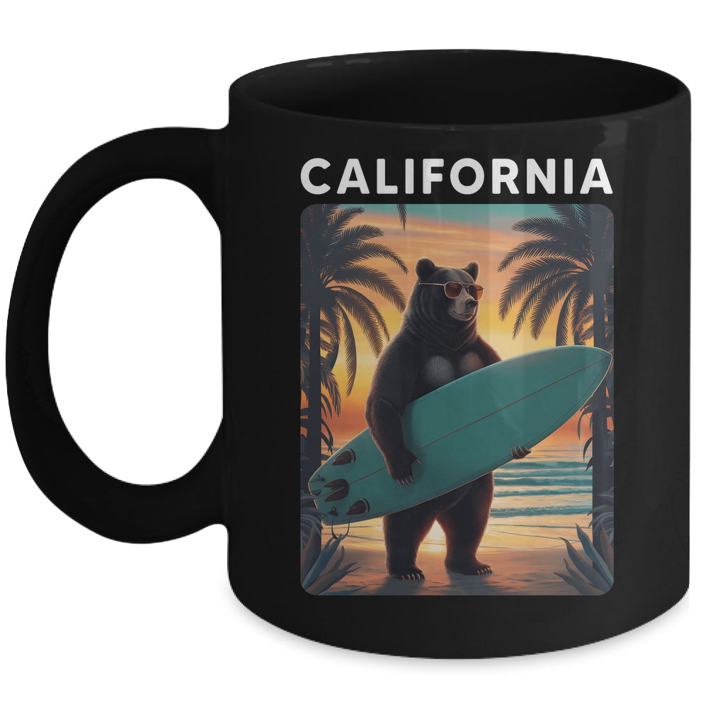 California Cool Republic Bear Surfing Beach California Retro Mug | teecentury