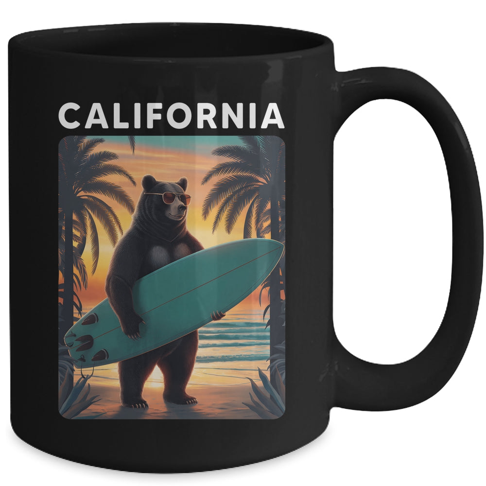 California Cool Republic Bear Surfing Beach California Retro Mug | teecentury
