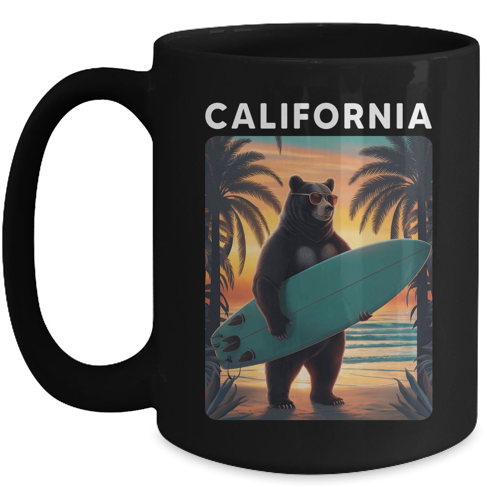 California Cool Republic Bear Surfing Beach California Retro Mug | teecentury