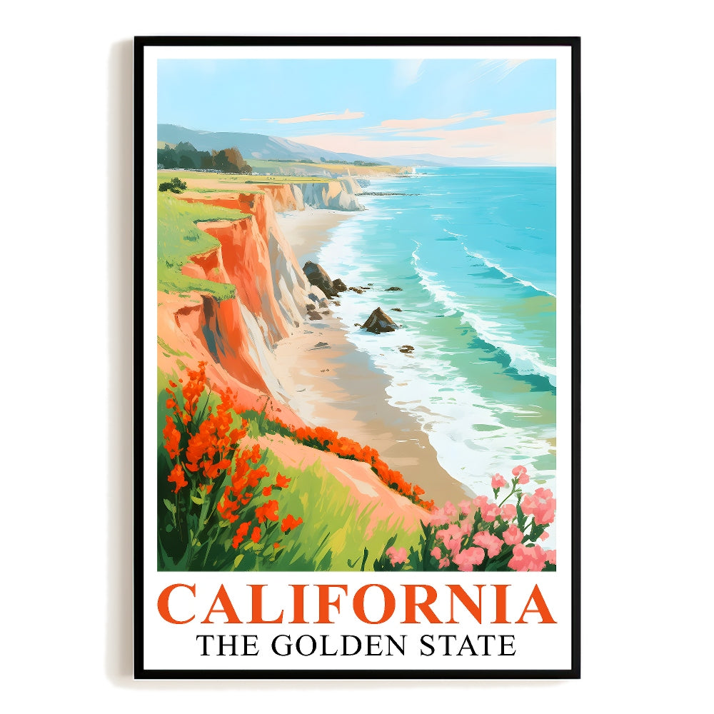 California Travel Print Poster Golden State Pacific Coast Souvenir Wall Art Landscape Painting Picture For Home Room Living Room Office Bedroom Decor Unframed | teecentury