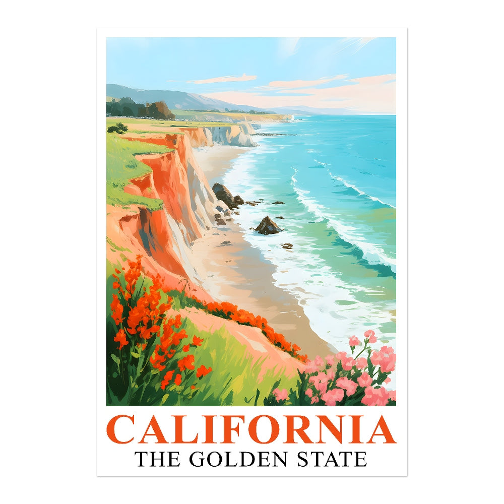 California Travel Print Poster Golden State Pacific Coast Souvenir Wall Art Landscape Painting Picture For Home Room Living Room Office Bedroom Decor Unframed | teecentury