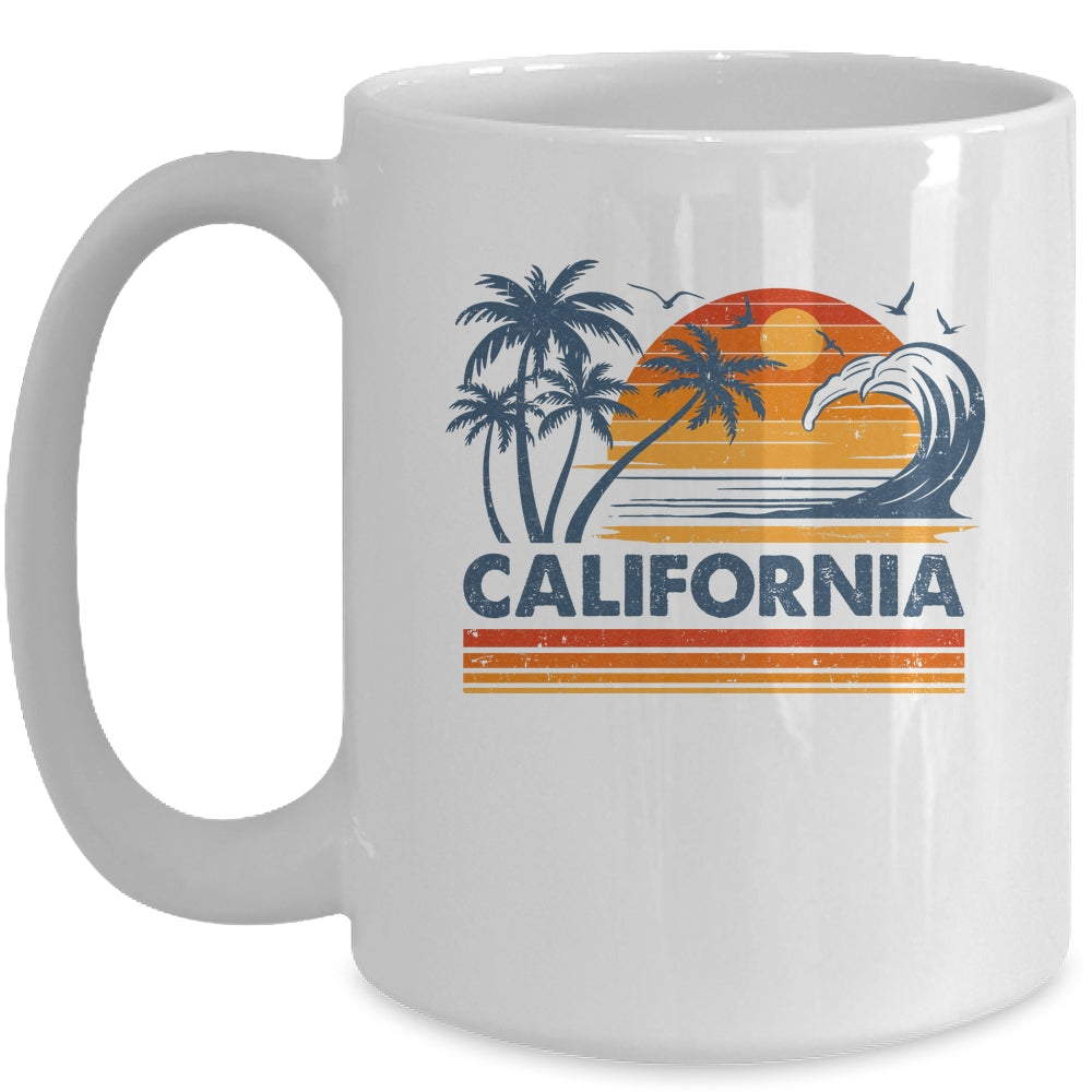 California Vacation Sunset Cute 70s Vintage Retro Beach Mug | teecentury