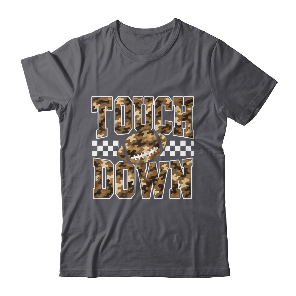 Camo Checkered Football Touchdown Game Day Fall Season Mom Shirt & Sweatshirt | teecentury