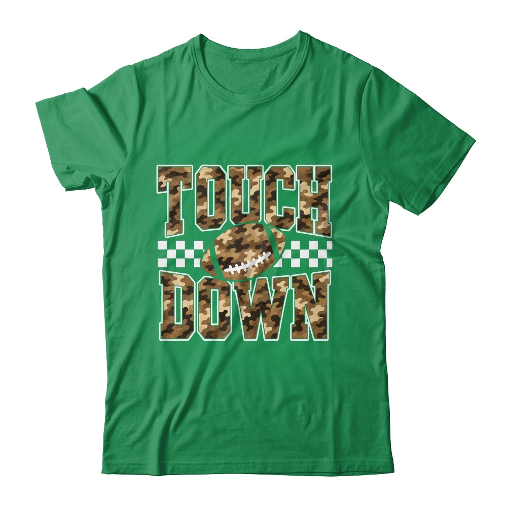 Camo Checkered Football Touchdown Game Day Fall Season Mom Shirt & Sweatshirt | teecentury