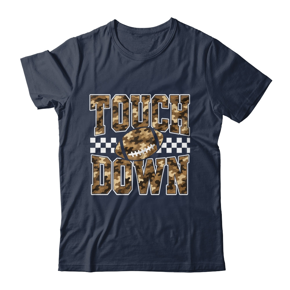 Camo Checkered Football Touchdown Game Day Fall Season Mom Shirt & Sweatshirt | teecentury