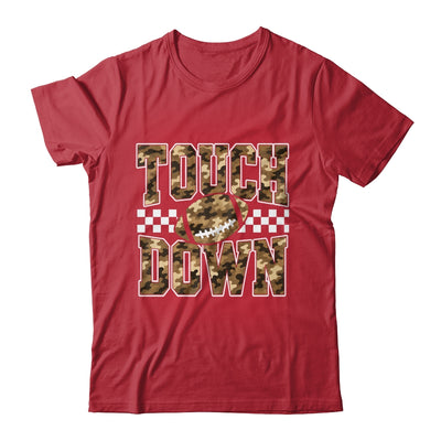 Camo Checkered Football Touchdown Game Day Fall Season Mom Shirt & Sweatshirt | teecentury