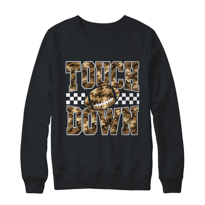 Camo Checkered Football Touchdown Game Day Fall Season Mom Shirt & Sweatshirt | teecentury
