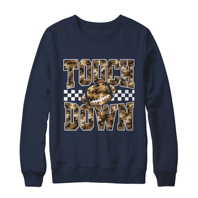Camo Checkered Football Touchdown Game Day Fall Season Mom Shirt & Sweatshirt | teecentury