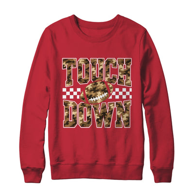 Camo Checkered Football Touchdown Game Day Fall Season Mom Shirt & Sweatshirt | teecentury