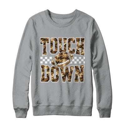 Camo Checkered Football Touchdown Game Day Fall Season Mom Shirt & Sweatshirt | teecentury