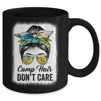Camp Hair Don't Care Camper Camping Messy Bun Hair Womens Mug | teecentury