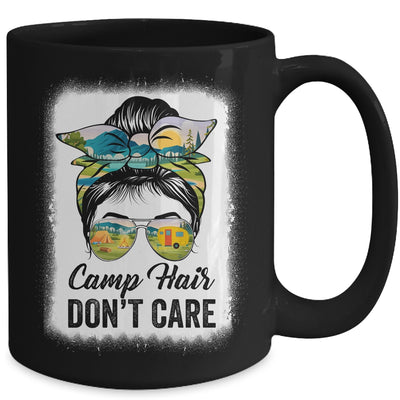 Camp Hair Don't Care Camper Camping Messy Bun Hair Womens Mug | teecentury